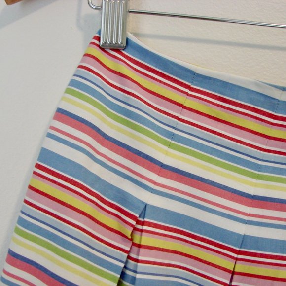 Talbots Striped Skirt Blue Pink Colourful Pleated A-Line Flare Skirt Size 2 - Picture 5 of 14